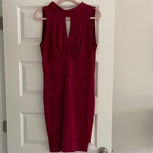 White House Black Market Sleeveless Keyhole Midi Dress in Fuchsia